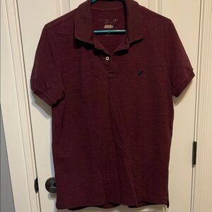 American Eagle Men's Maroon Polo Shirt